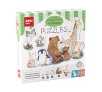 APLI Kids 20634 - Puzzles Progressifs Maman et Son Bébé, 5 Puzzles de 2 à 6 Pièces, Grandes Pièces Faciles à Manipuler, Animaux Illustrés, Dès 2 Ans