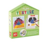 APLI Kids 20681 - My First Texture Art, Kit Créatif Enfant Avec 12 Feuilles De Coloriage, 9 Textures À Colorier Et À Glisser Sous Les Illustrations, 6 Crayons De Couleur, Dès 3 Ans