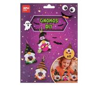 APLI Kids 20789 - Craft Kit gnomes Halloween, 8 unités | Kit créatif pour assembler et décorer 8 nains d'Halloween avec pièces en mousse autocollantes, à partir de 5 ans