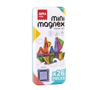 APLI Kids 20871 - Mini Magnex de Voyage, 26 pièces magnétiques | Jeu magnétique de construction avec boîte métallique pour créer des figures et des structures, à partir de 3 ans