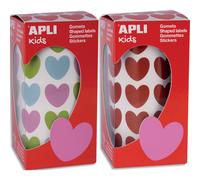 APLI KIDS Boîte de 2 rouleaux de gommettes (2x900 u) formes cœurs rouges et cœurs bl, rses et vt 20x18 mm