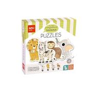 APLI Kids 19440-4 Puzzles progressifs sur Le thème de la Savane, avec des pièces Larges, adaptés aux Enfants âgés de 2 Ans et Plus. (élephant, Lion, zèbre et Singe).
