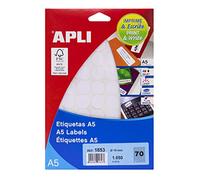 APLI labels A5 Print & Write 19 x 19 mm Blanc 1190pieza (s) - autocollantes (couleur blanc, A5, 19 mm, 19 mm, 190 x 125 x 6 mm, 1190 pièce (s))