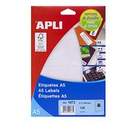 APLI Lables A5 Print & Write 31 x 100 mm Blanc 136pièce (s) - autocollantes (couleur blanc, A5, 100 mm, 31 mm, 190 x 125 x 6 mm, 136 pièce (s))