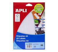 APLI Lables A5 Print & Write 42 x 75 mm Blanc 170pieza (s) - autocollantes (couleur blanc, A5, 74,6 mm, 42 mm, 190 x 125 x 6 mm, 170 pièce (s))