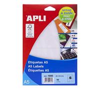 APLI Lables A5 Print & Write 49 x 82 mm Blanc 102pièce (s) - autocollantes (couleur blanc, A5, 82 mm, 49 mm, 190 x 125 x 6 mm, 102 pièce (s))