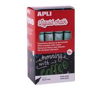APLI Liquid Chalk Lot de 12 feutres à craie effaçables Vert pastel 5,5 mm