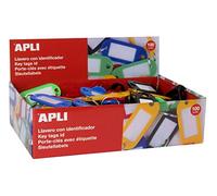 APLI – Porte-clés porte-cartes 17132 – Lot de 100, plastique opaque, couleurs assorties, avec étiquette