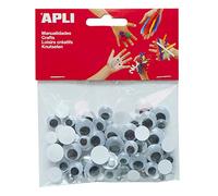 APLI Lot de 100 yeux mobiles rond noir adhésif assorties