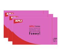 Apli Lot De 3 Blocs De 100 Notes Adhésives Repositionnables 125x75 Rose