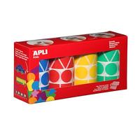 APLI Lot de 4 rouleaux de gommettes géométriques 27 mm 5428 pièces assorties
