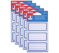 APLI-Agipa - Étiquettes scolaires - 34 x 75 mm - Blanc/bleu doublé - 24 unités