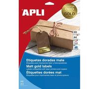 APLI - Mat - adhésif permanent - or - 38.1 x 21.2 mm 1300 étiquette(s) (20 feuille(s) x 65 étiquettes