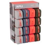 APLI Neon - Trousse à crayons - rectangulaire, affichage - silicone - bleu gris, gris, orange, vert foncé, orange fluorescent G