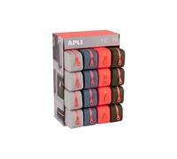 APLI Neon - Trousse à crayons - rectangulaire, affichage - silicone - bleu gris, gris, orange, vert foncé, orange fluorescent G