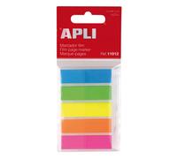 APLI Index adhésifs film 11912 – 45 x 12 mm, 5 couleurs fluo, 25 index par couleur