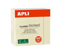 APLI Notes adhésives 75 x 75 mm – Bloc de 400 feuilles couleur jaune