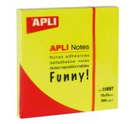 APLI Partition auto-adhésive réutilisable 75 mm x 75 mm Fluo/jaune