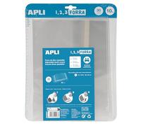 APLI - Pack de 10 couvre-livres avec rabat ajustable en polypropylène. 20283 - Dimensions : 30 x 53 cm, 75 µ.