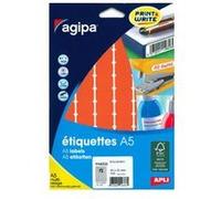 APLI PAPER - Adhésif permanent - 127 micromètres - rouge - 16 x 22 mm - 130 g/m² - 720 étiquette(s) (10 feuille(s) x 72 étiquettes G