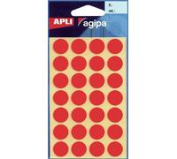 Apli Paper - Adhésif Permanent - Rouge - Arrondi 15 Mm 168 Étiquette(S) (6 Feuille(S) X 28 Étiquettes