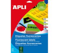 APLI PAPER - Auto-adhésif - jaune fluorescent - 99.1 x 67.7 mm 160 étiquette(s) (20 feuille(s) x 8) étiquettes