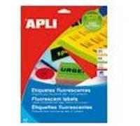 APLI PAPER - Auto-adhésif - rouge fluo - 64 x 33.9 mm 480 étiquette(s) (20 feuille(s) x 24) étiquettes G