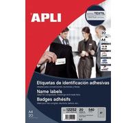 Apli Paper - Étiquettes Adhésives - Blanc - 63.5 X 29.6 Mm 540 Étiquette(S) ( 20 Feuille(S) X 27 )