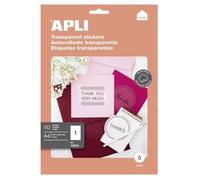 APLI Étiquettes transparentes 10053 - Format 210 x 297 mm par 10 - Taille unique