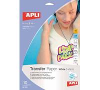 APLI 4128 - Papier transfert vêtement blanc - 10 Feuilles A4 - Compatible avec les imprimantes Ink Jet