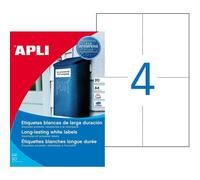 Apli paquet de 20 feuilles étiquettes 105x148mm laser/photocopieur bords droits polyester blanc