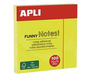 APLI Partition auto-adhésive réutilisable 75 mm x 75 mm - Fluo/jaune