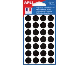 APLI Pastilles adhésives Ø 15 mm - 111847 - Pochette de 168 - Noir
