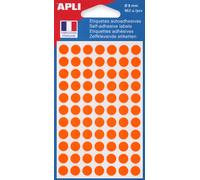 APLI Étiquettes adhésives - adhésif permanent - orange - Ø 8 mm - 462 étiquettes (6 x 77)