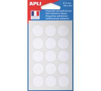 APLI Pastilles adhésives Agipa Diamètre 19 mm - 111941 - Pochette A5 de 105 étiquettes - Blanc