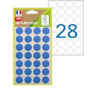 APLI Pastilles adhésives recyclées Ø 15 mm - 101783 - Pochette de 168 - Bleu