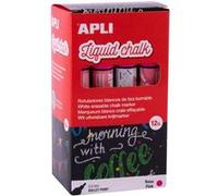 Apli Pink Marqueur à craie liquide - Pointe ronde - Idéal pour les tableaux noirs, le plastique, les fenêtres, la céramique, le vinyle, le métal, etc. - Facile à effacer - Séchage rapide - Utilisation