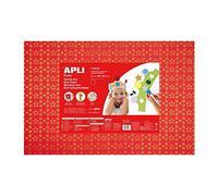 Apli pochette 1 feuille de mousse caoutchouc - rouge imprimée étoiles dorées