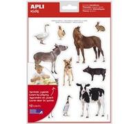 APLI Pochette 12 feuilles gommettes images réalistes enlevable La ferme G