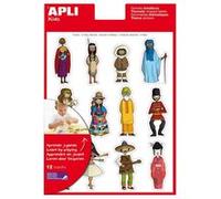 APLI Pochette de 12 feuilles gommettes enlevable les ethnies G