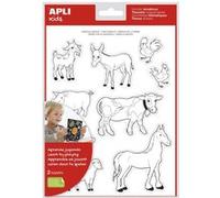 APLI Pochette de 2 feuilles de gommettes enlevables à colorier sur la ferme G