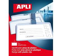 APLI Pochettes pour badges 11739 avec pince plastique – Lot de 5