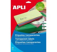 Apli - Polyester - Adhésif Permanent - Clair - A6 (105 X 148 Mm) 40 Étiquette(S) (10 Feuille(S) X 4 Étiquettes