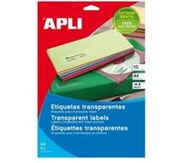 APLI Étiquettes adhésives en papier transparent 10 volets 63,5 x 38,1 mm