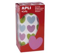 Apli Rouleau 900 Gommettes Coeurs Multicolores 20x18 Mm