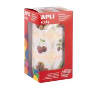 Apli Rouleau De Gommettes Éducatives Rondes De 33 Mm Avec Des Illustrations Sur Les Arbres Et Leurs Fruits.