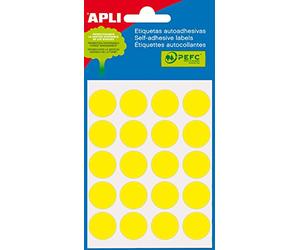 Apli Sac de feuilles étiquettes Ø 19 mm Jaune