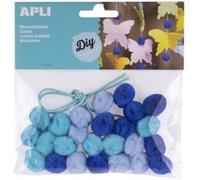 Apli sachet de 25 pompons - bleu + cordon 014796 Bleu G