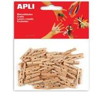 Apli sachet de 45 mini pinces en bois - couleur naturel - 25 x 3 mm agipa3478 G