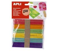APLI Sachet de 50 bâtons - En bois Couleurs assorties
